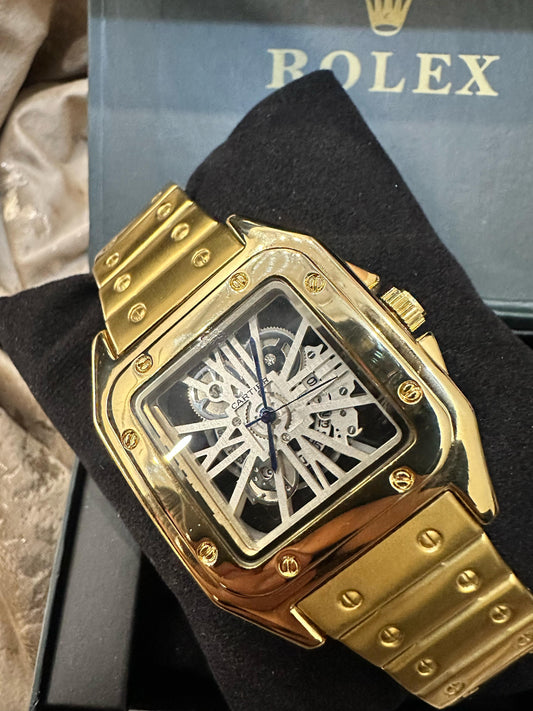 Cartier Skeleton Dial Date Adjustable Luxury Watch
