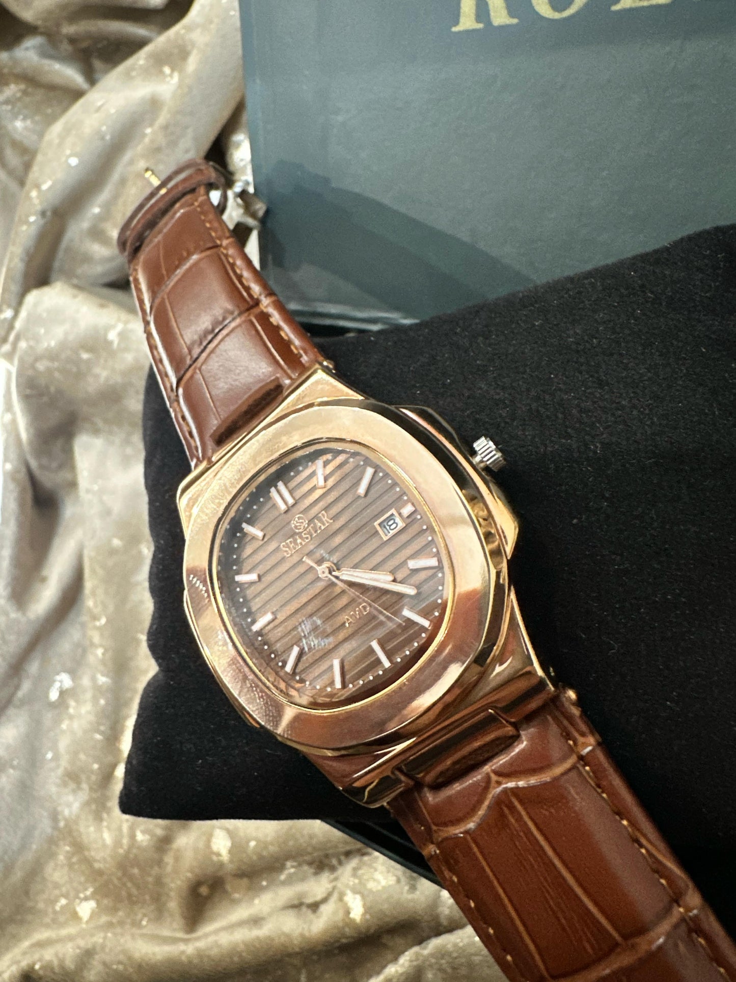 Seastar Brown Leather Strap Watch: Luxury Look with Practicality