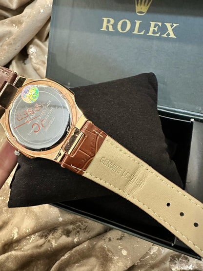 Seastar Brown Leather Strap Watch: Luxury Look with Practicality