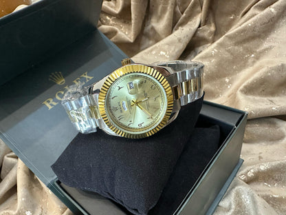 Rolex Arabic Dial Two-Tone Watch with Master Lock Mechanism