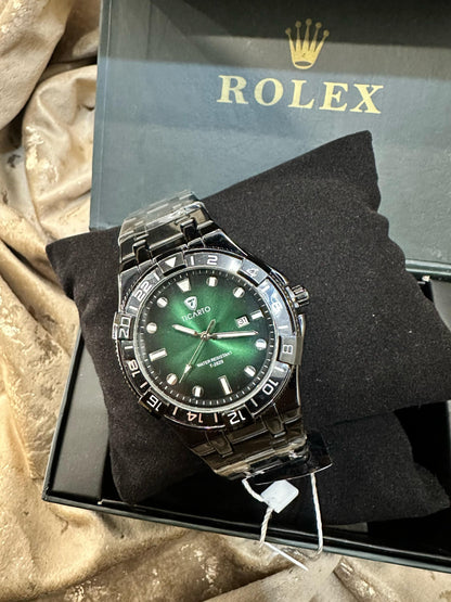 Ticario Green-Black Dial Watch: Water Resistant & Unique Style