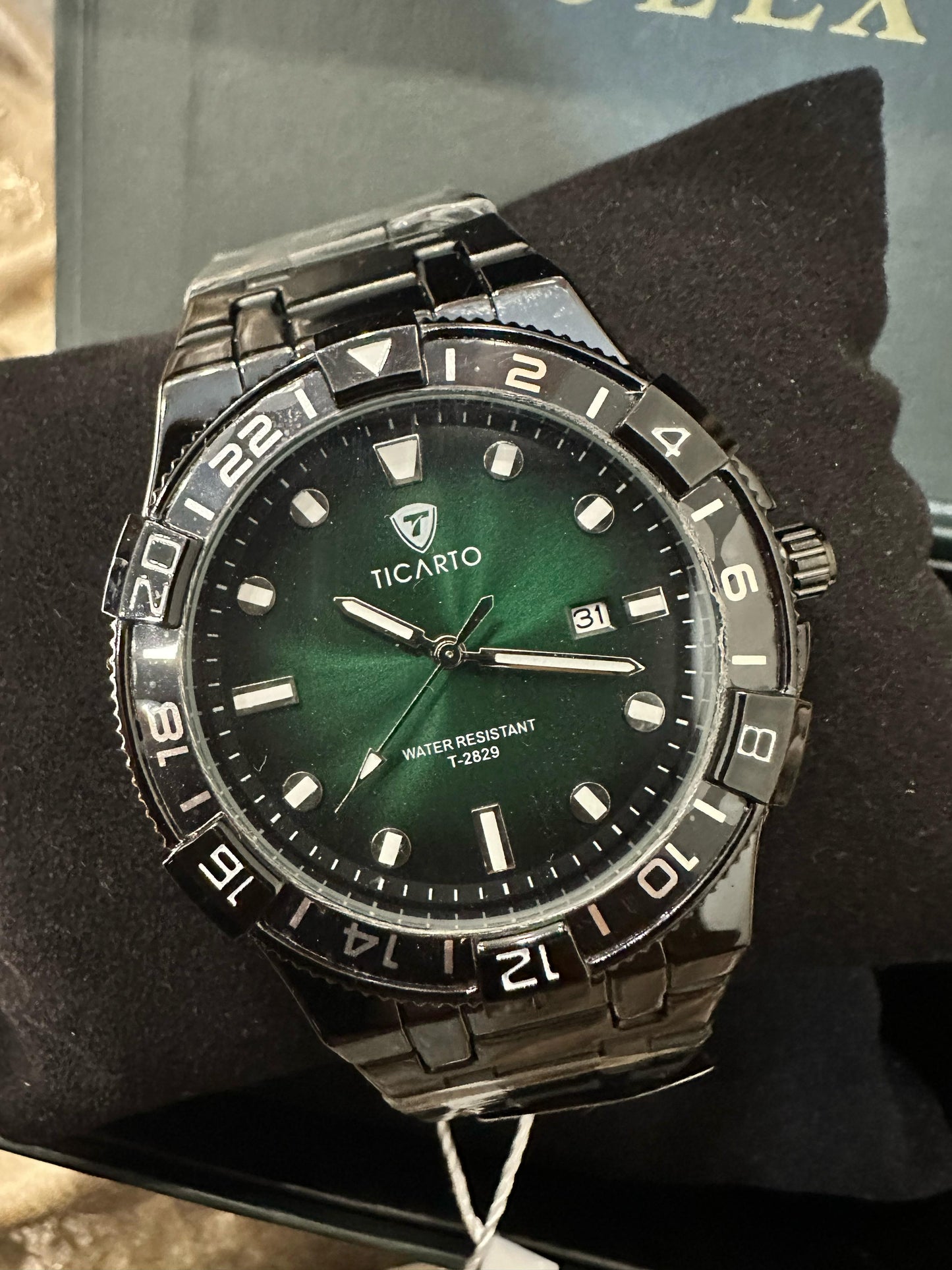 Ticario Green-Black Dial Watch: Water Resistant & Unique Style