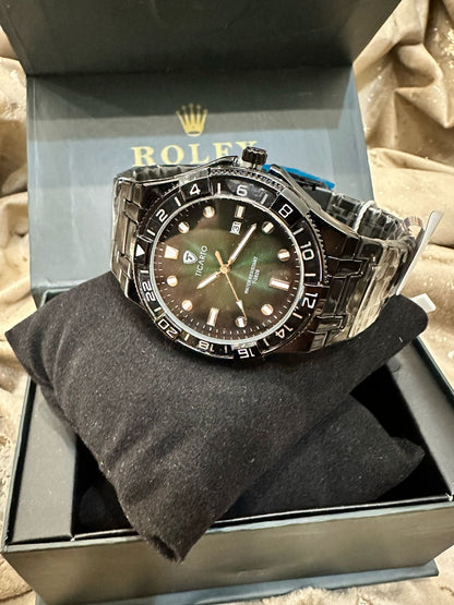 Ticario Green-Black Dial Watch: Water Resistant & Unique Style